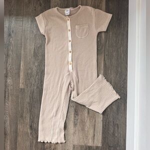 Zara Kids Beige Waffle Knit One-Piece Romper
